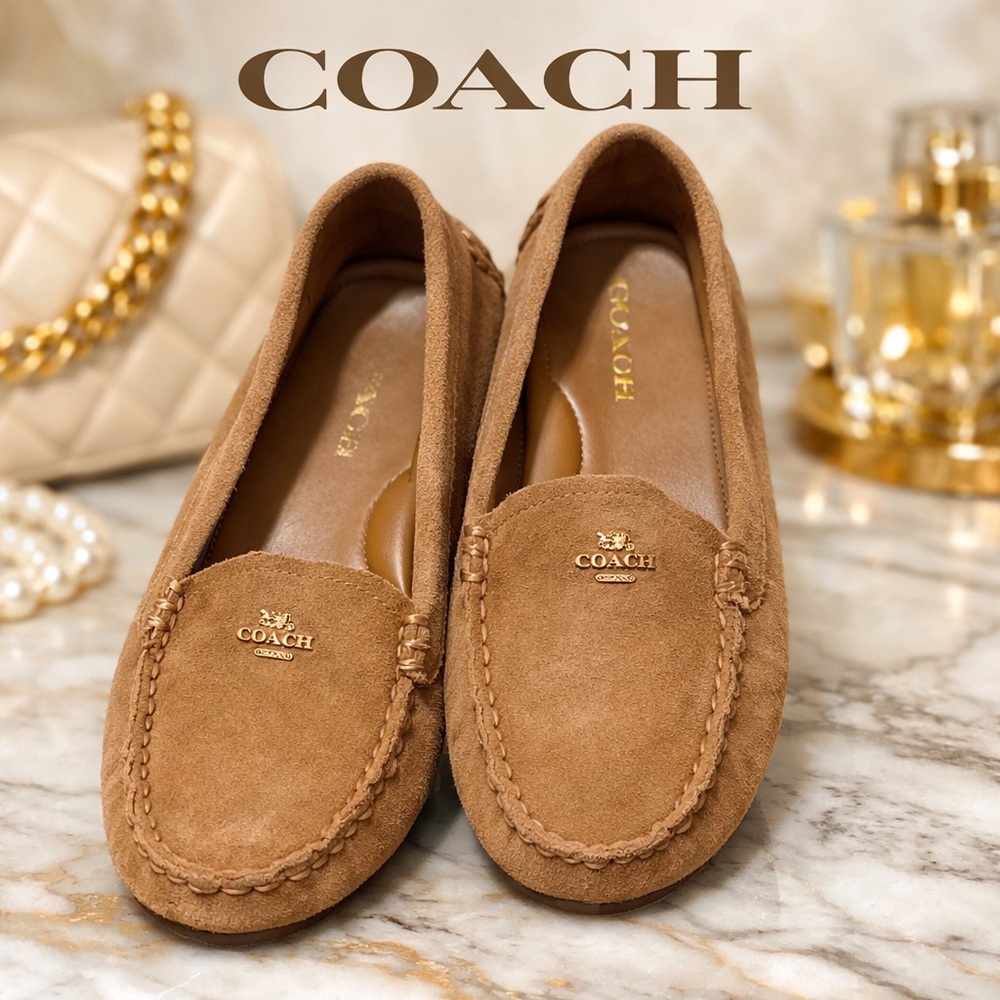 Coach Suede Driving Loafers | Tan Camel Moccasins | Classic Luxury Flats